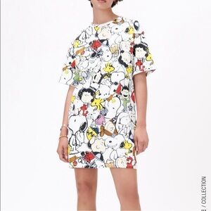 🥰 ZARA Peanuts Snoopy Graphic T-Shirt Dress - Multicolor